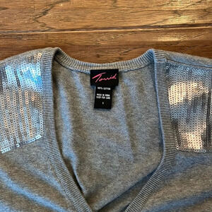 Torrid Grey V Neck Cardigan with Sequins Torrid Size 1